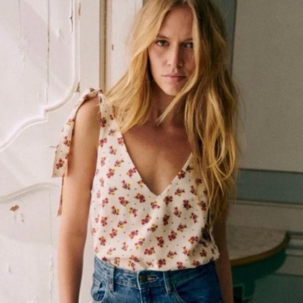 Sézane Lara blouse, mindy floral print NWT, Size 10/42